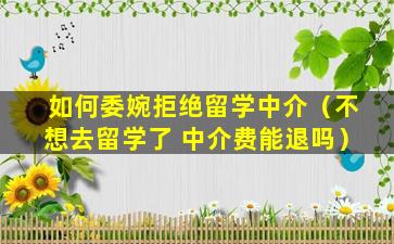 如何委婉拒绝留学中介（不想去留学了 中介费能退吗）